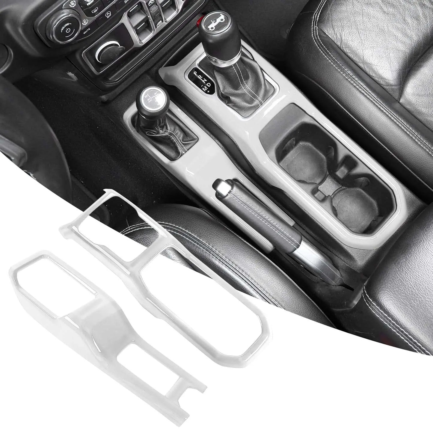 Red Glossy Center Console Trim Kit For Gear Shift And Cup Holder Area Compatible With Jeep JL JLU Gladiator JT 2018–2024