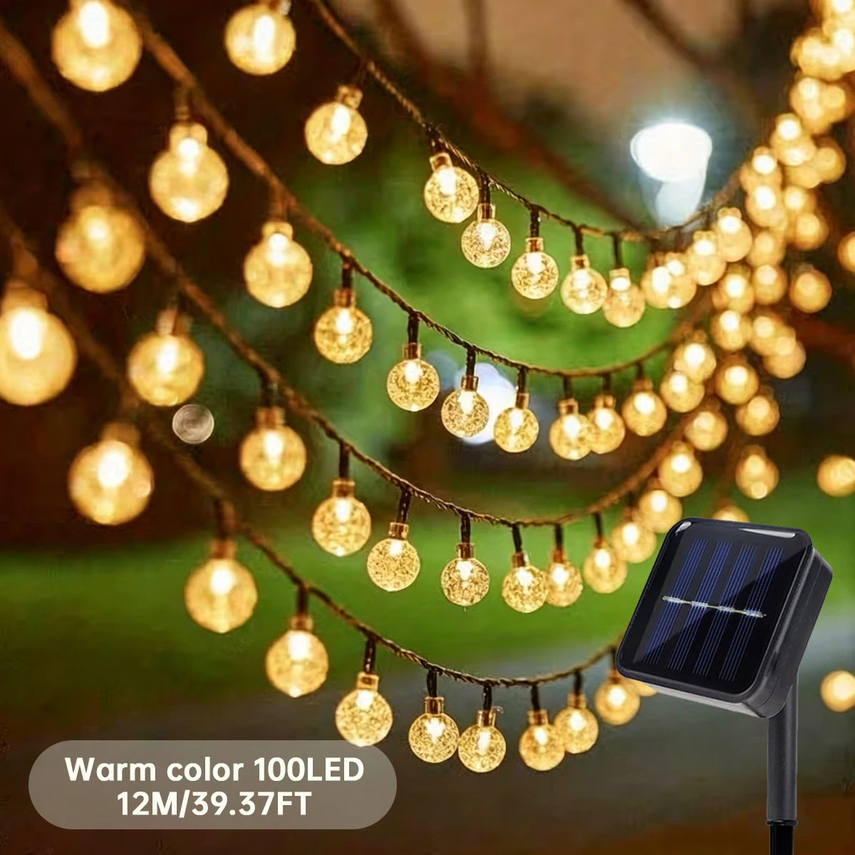 1 Pack 12M/39.37FT. 100 LED Solar Powered Bubble Ball String Light