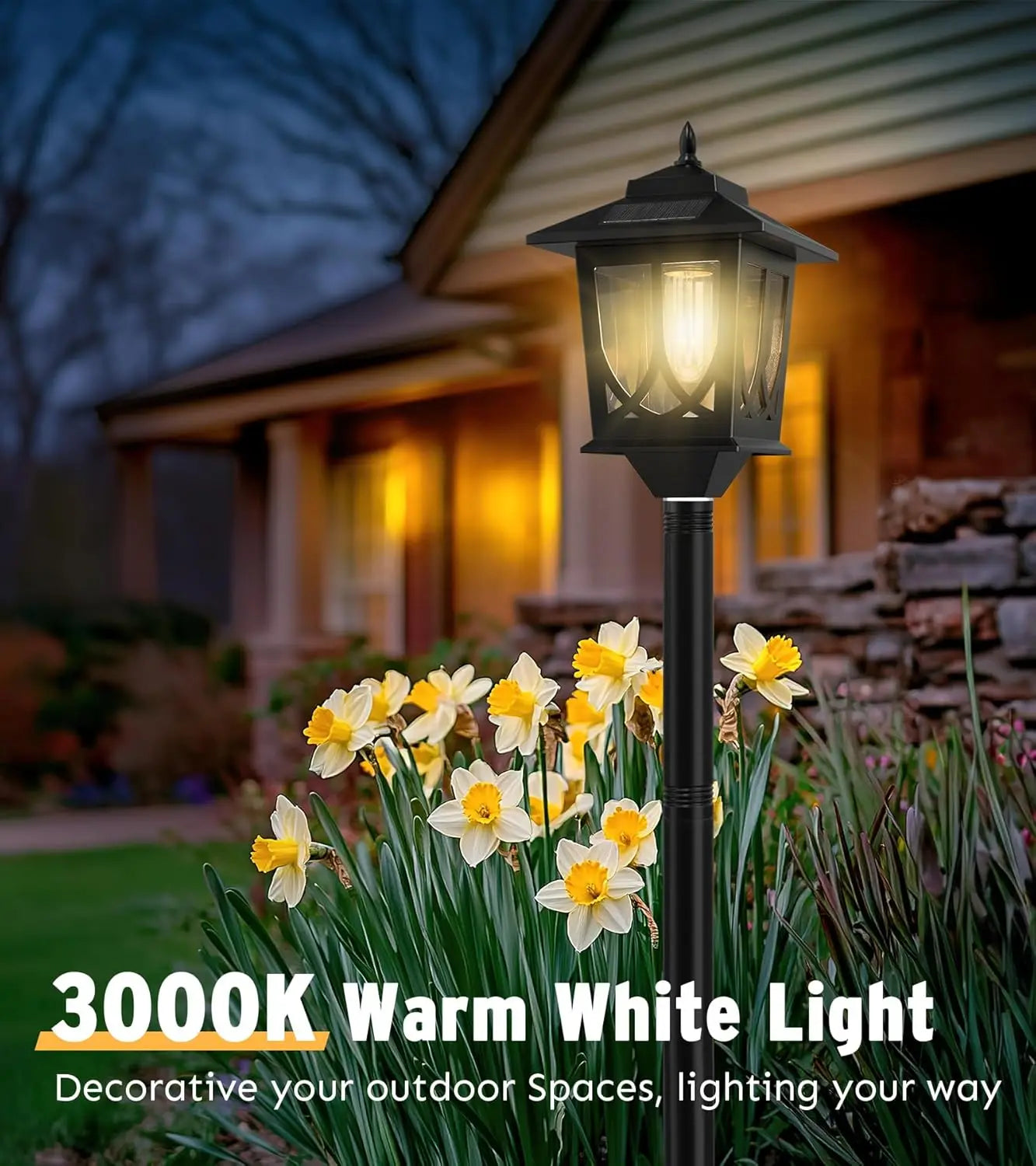 63" Solar Lamp Post Light 2 Pack, Waterproof Outdoor Lighting White Replaceable Bulb