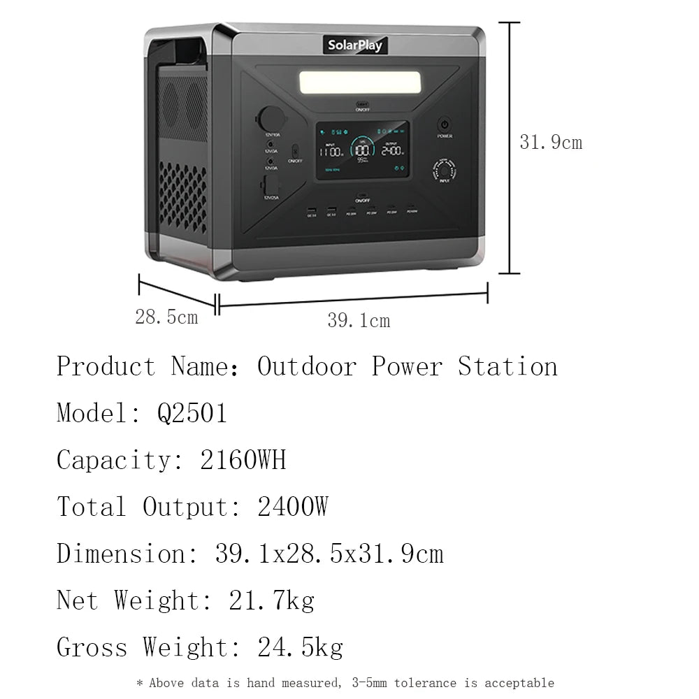 Portable Power Station 2160WH 2304WH solar