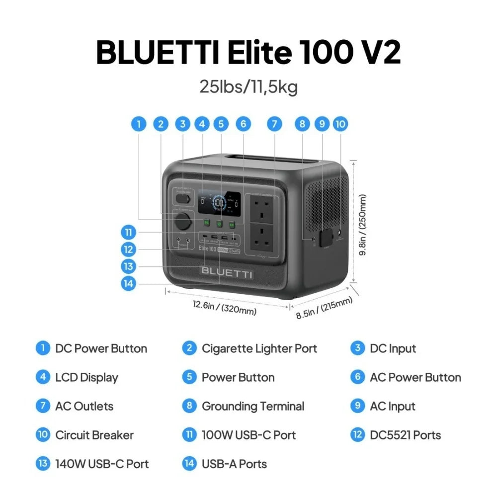 100 V2 Portable Power Station 1800W 1024Wh Solar Generator