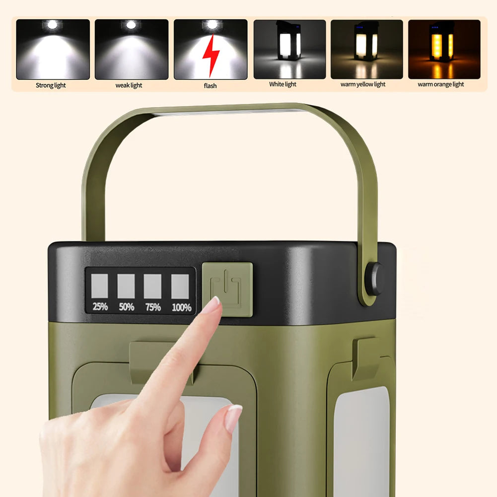 Rechargeable Lantern Power Bank Solar Portable Flashlight LED