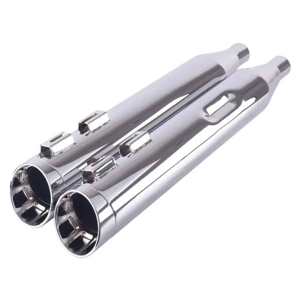 Chrome 4 Inch Slip-On Exhaust Mufflers For Harley Touring Models 2009 To 2016