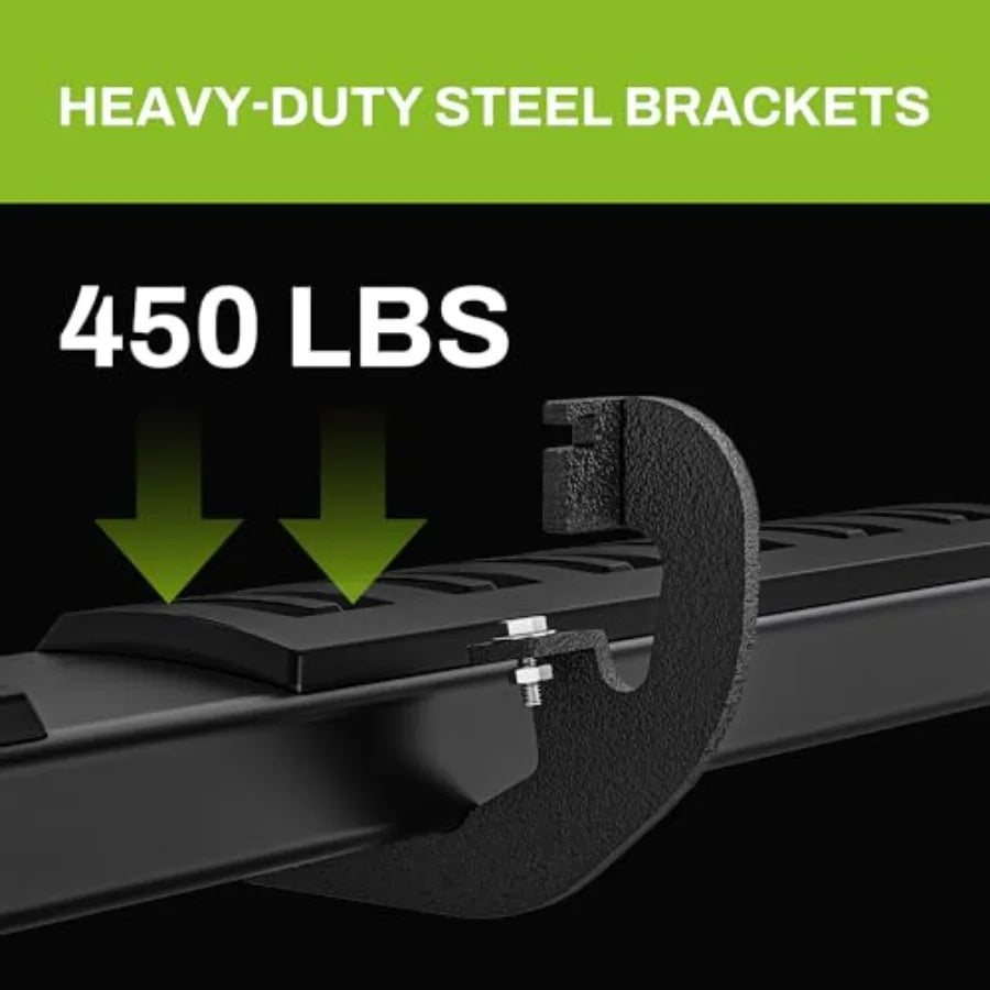 Running Boards for Tacoma 2005-2023 Double/Crew Cab Textured Black Carbon Steel Side Step Rails Tube Nerf Bar