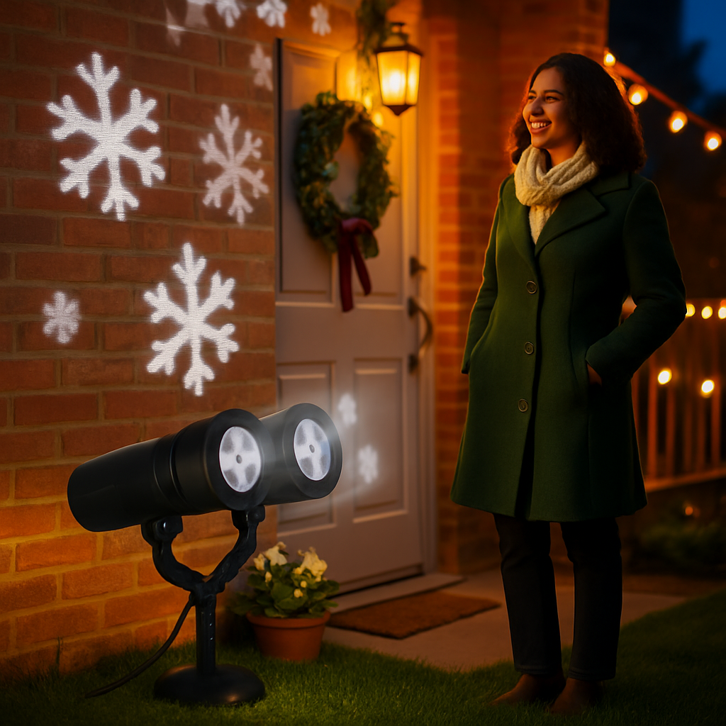 Christmas Snowflake Projector Light Dual-Head LED Stake Light IP44 Waterproof Xmas Decoration For Holiday Indoor Outdoor Use Garden Patio Wall Decor