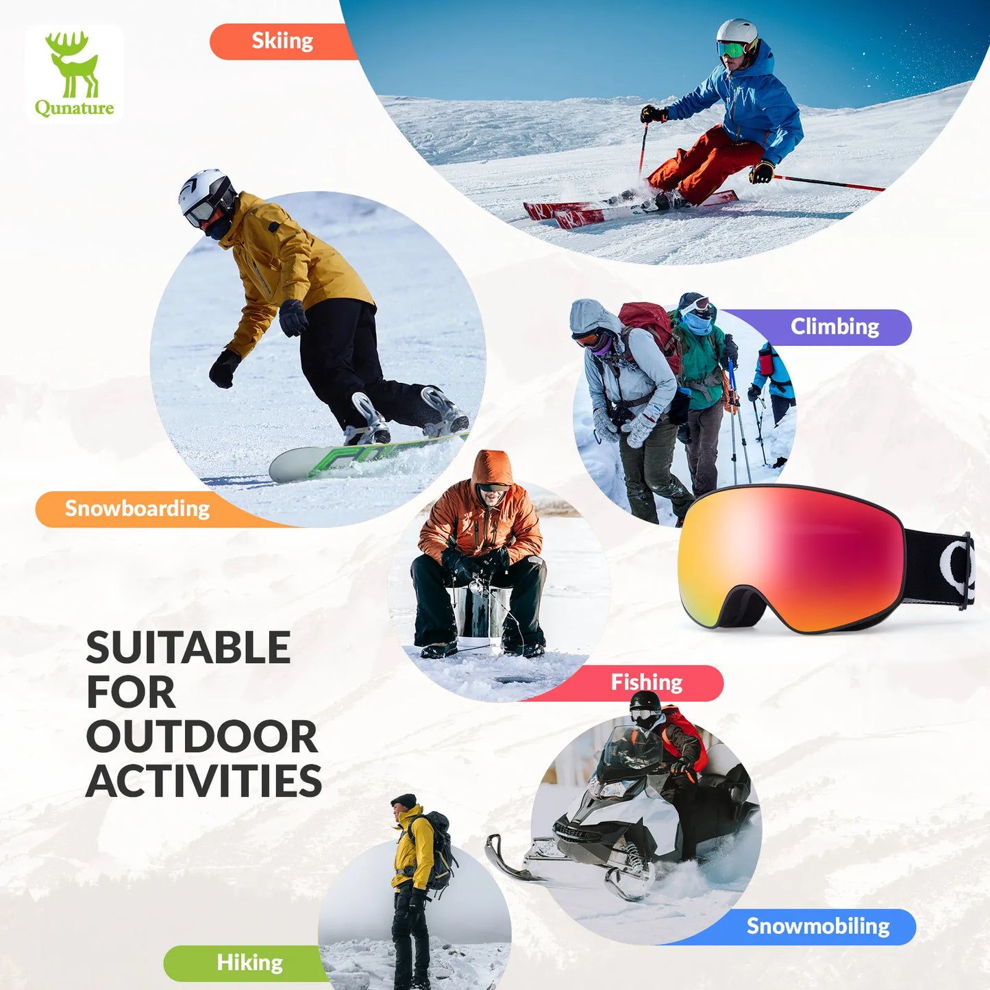 Kids Anti-fog Ski Goggles with UV400 Protection for Pre-teens & Teenagers