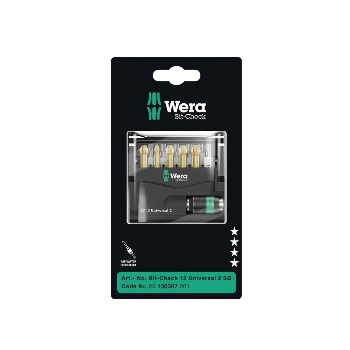 Wera Bit-Check 12 Universal 2 SB Bit Set 12 Pieces 05136387001
