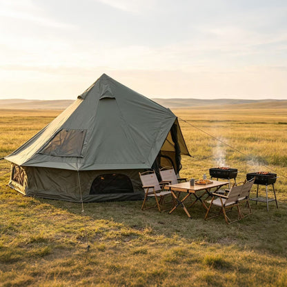 Oxford Bell Tent 13.1FT with Stove Jack for Family Camping
