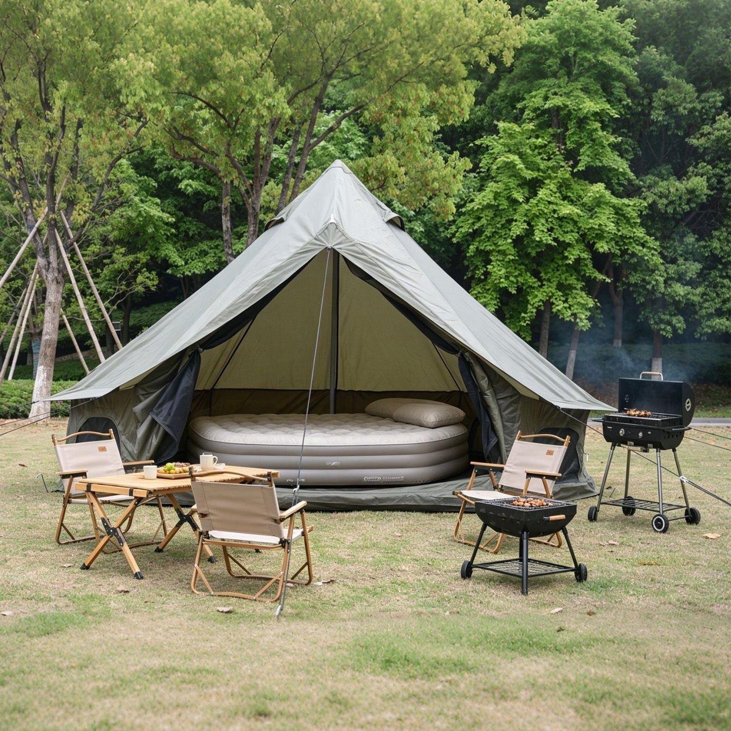 Oxford Bell Tent 13.1FT with Stove Jack for Family Camping