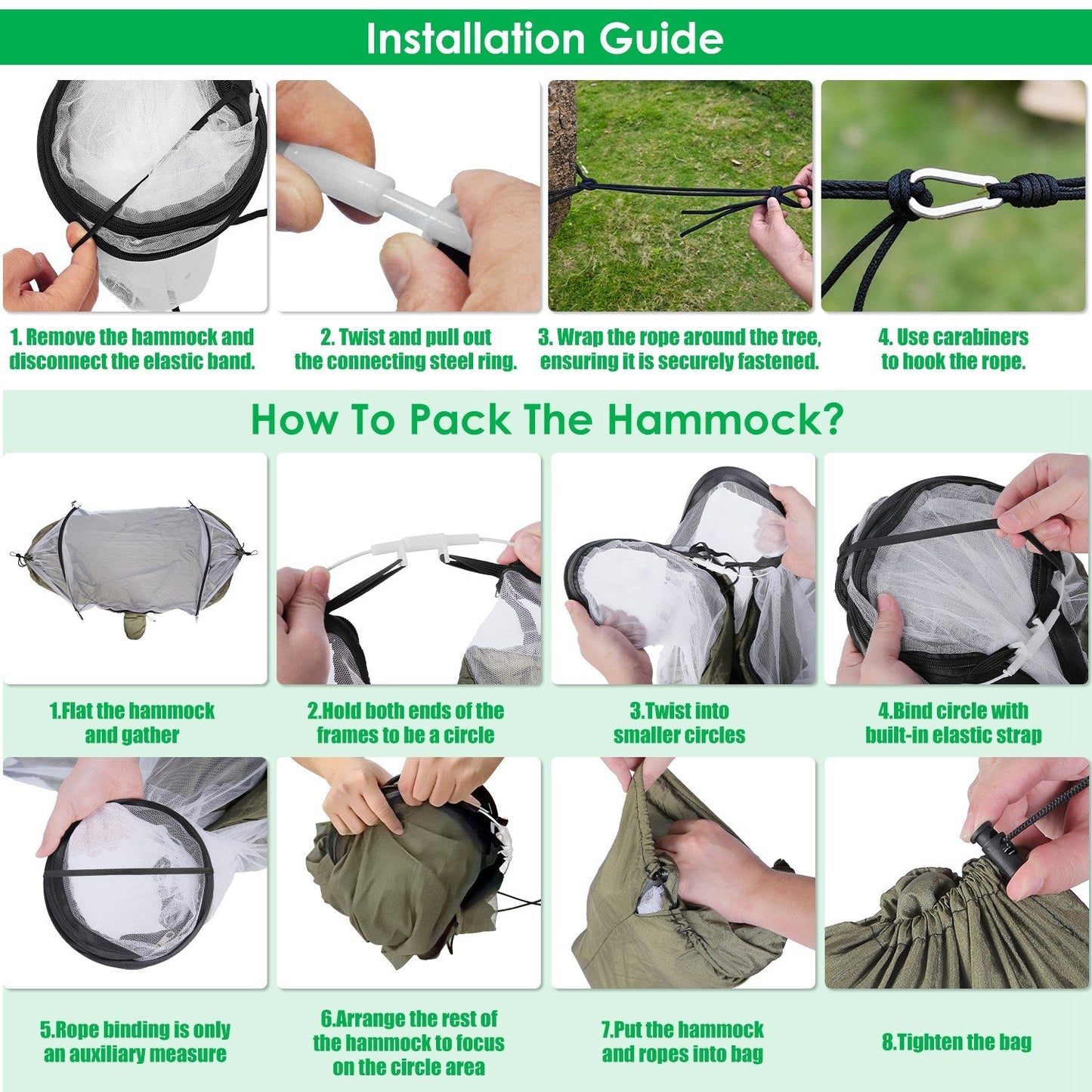 Camping Hammock with Mosquito Net 3-in-1 Portable 440lbs