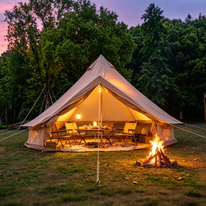 Oxford Bell Tent 13.1FT with Stove Jack for Family Camping