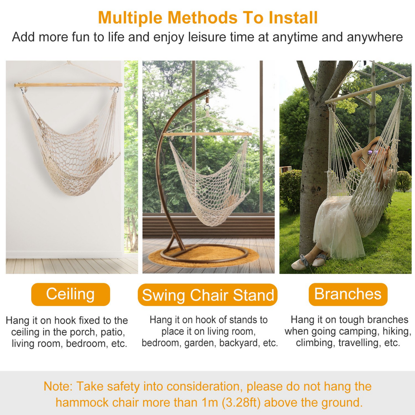 GBruno Hammock Chair Hanging Rope Seat