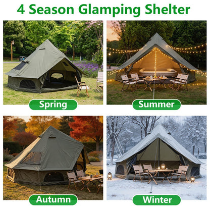 Oxford Bell Tent 13.1FT with Stove Jack for Family Camping