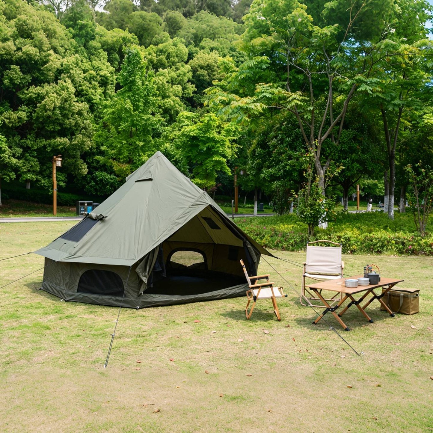 Oxford Bell Tent 13.1FT with Stove Jack for Family Camping
