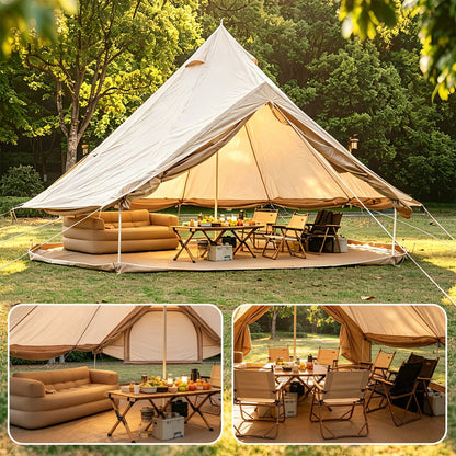 Oxford Bell Tent 13.1FT with Stove Jack for Family Camping