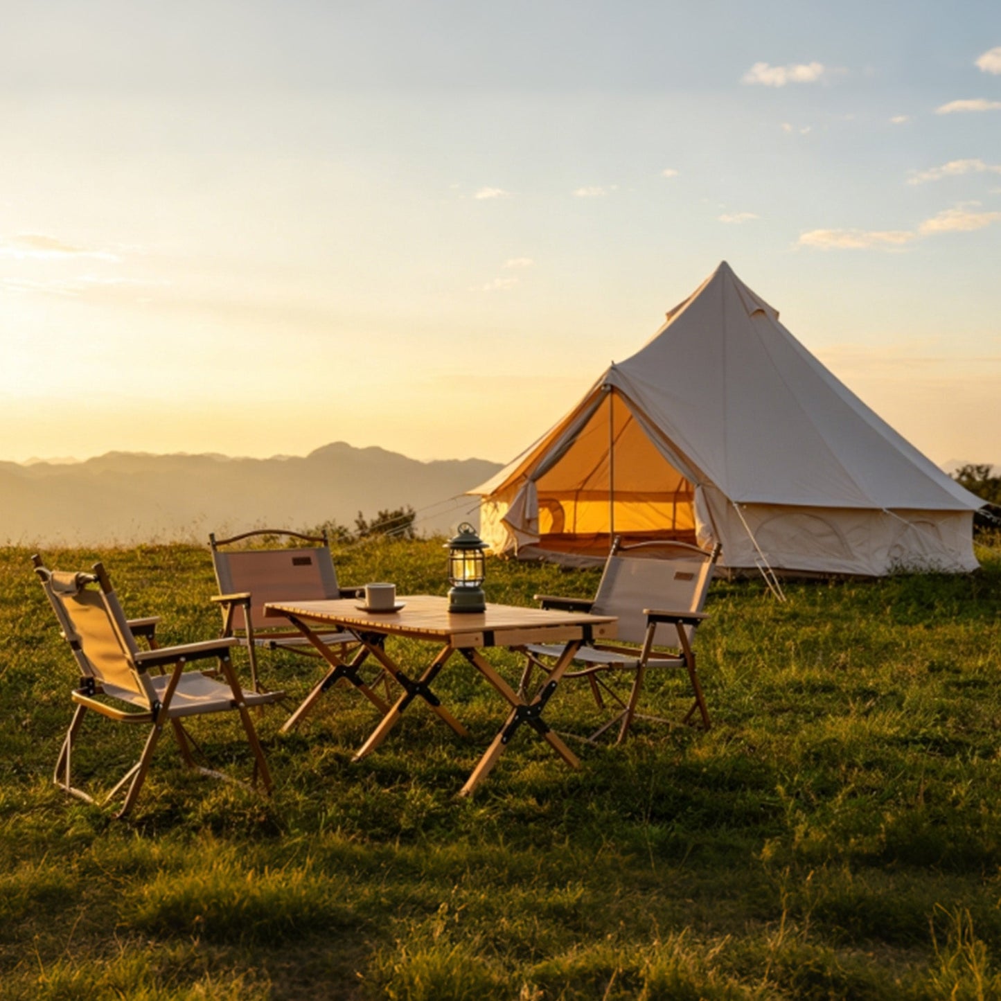 Oxford Bell Tent 13.1FT with Stove Jack for Family Camping