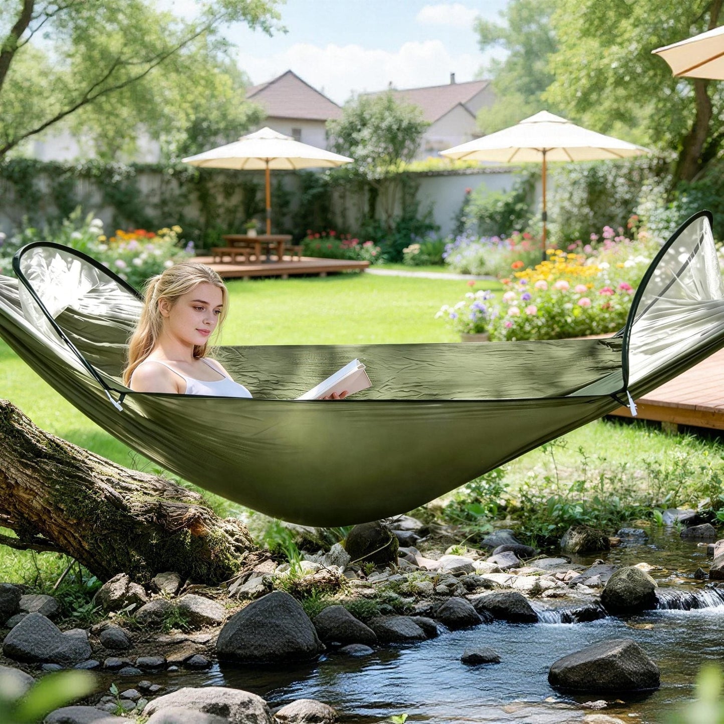 Camping Hammock with Mosquito Net 3-in-1 Portable 440lbs