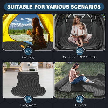 Tesla Model Y Mattress: Self-Inflating Memory Foam Bed Air Mattress for Model Y, Thickened Travel Camping SUV Sleeping Pad with Storage Bag,Black