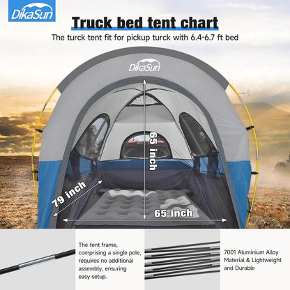 5.5-6.7ft Pickup Truck Bed Tent with Awining,Blue
