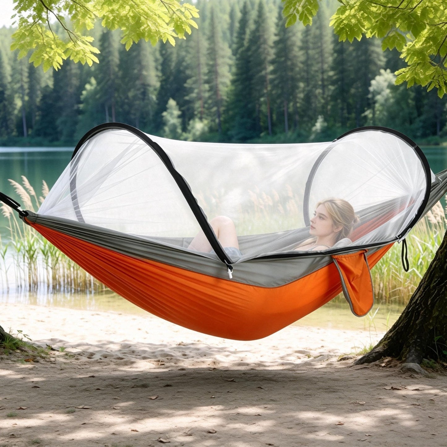 Camping Hammock with Mosquito Net 3-in-1 Portable 440lbs