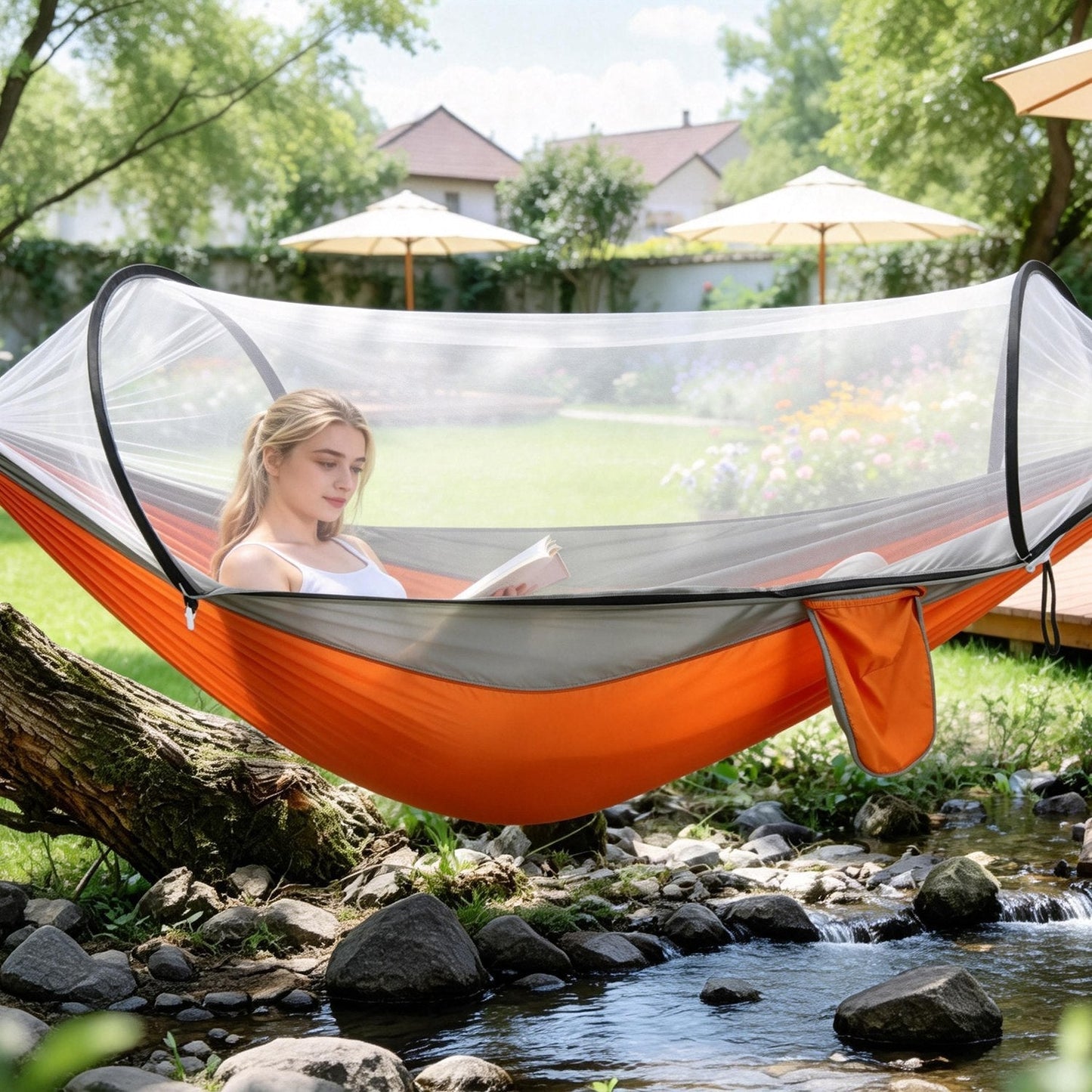 Camping Hammock with Mosquito Net 3-in-1 Portable 440lbs