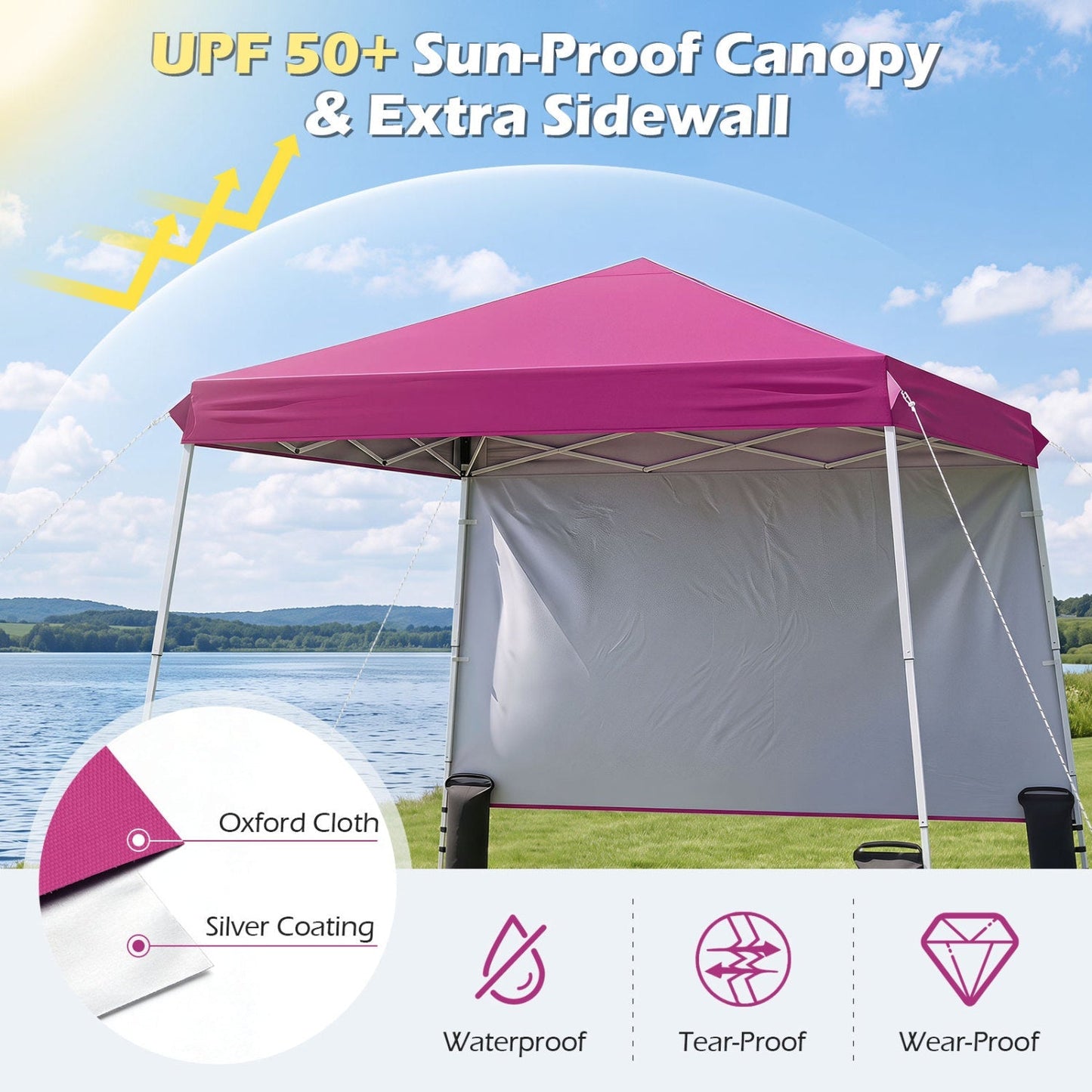 Pop Up Canopy Tent 9x9 ft with Carry Bag and Stakes
