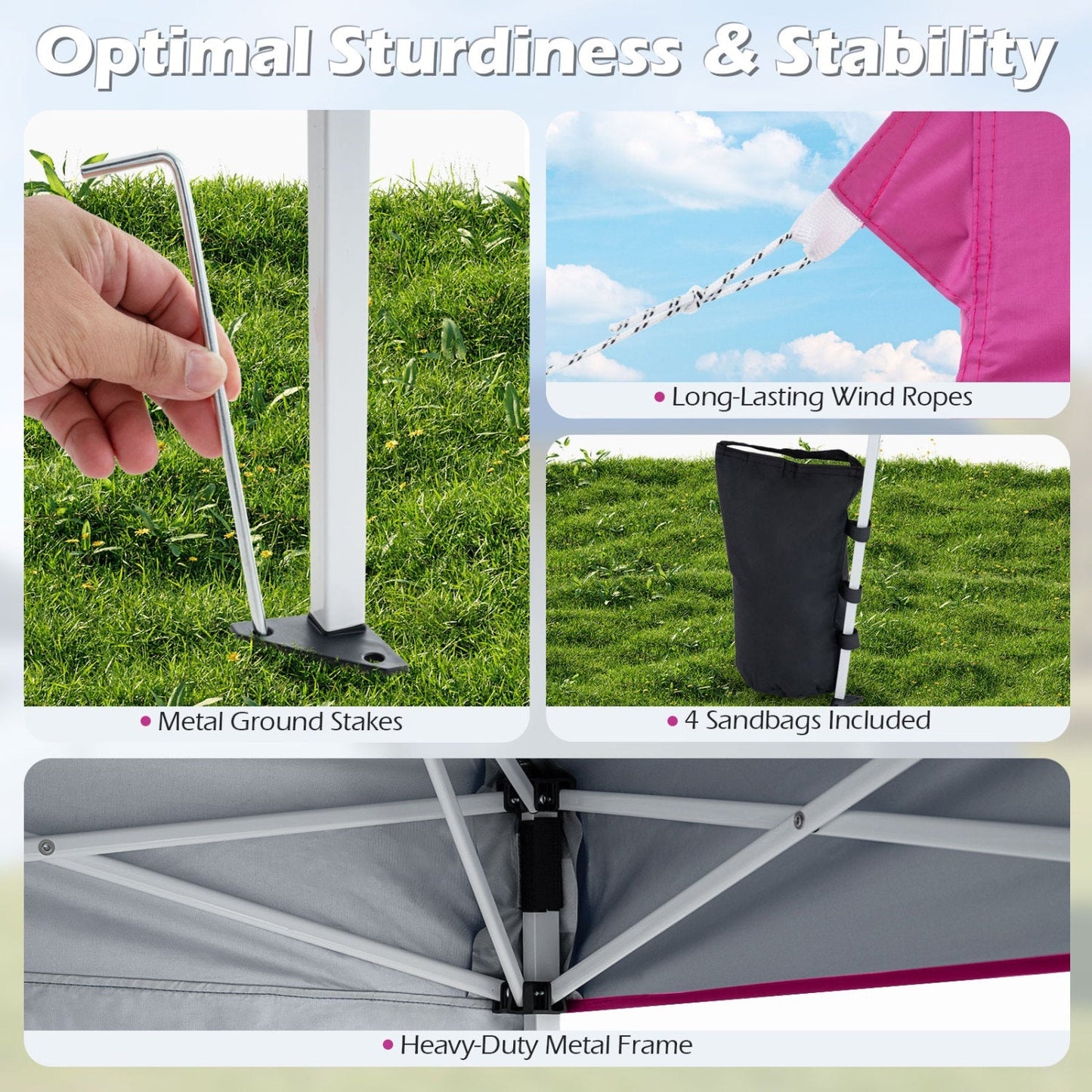 Pop Up Canopy Tent 9x9 ft with Carry Bag and Stakes