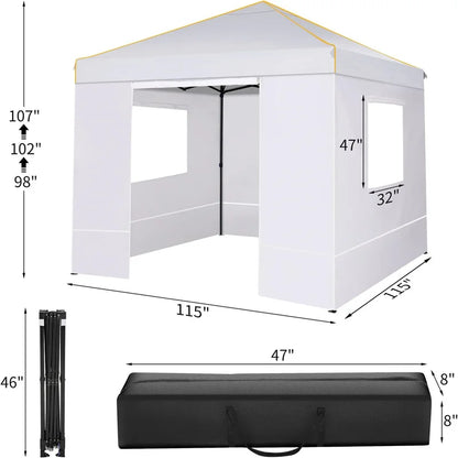 10x10FT Pop Up Canopy Tent with Sidewalls and Roll-up Ventilated Windows with Mosquito net, Outdoor Instant Gazebo