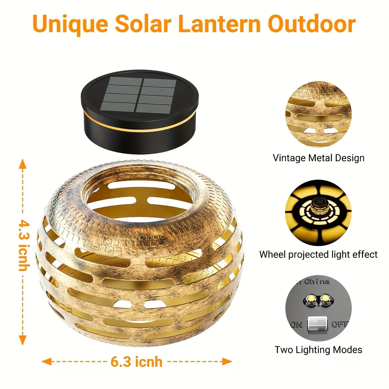 Solar Lanterns Hollow Out Retro Metal Solar Lights Outdoor Waterproof Light Flickering Solar LED