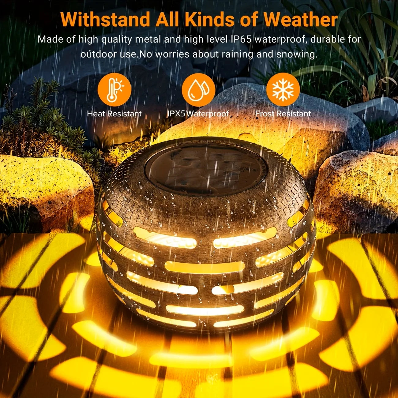 Solar Lanterns Hollow Out Retro Metal Solar Lights Outdoor Waterproof Light Flickering Solar LED