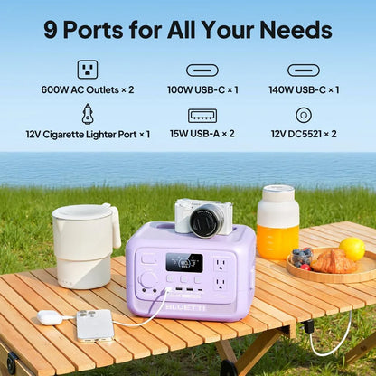 288Wh 600W Portable Power Station Lightweight Fast Charging Solar Generator