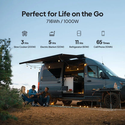 1000W 768Wh Portable Power Station Solar Generator for Off-Grid Living Outdoor Activities Power Bank