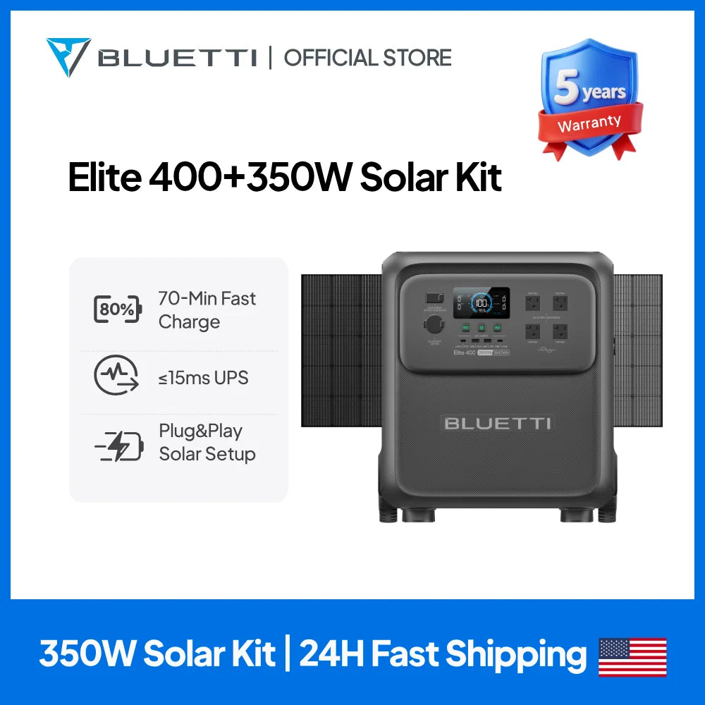 Elite 400 3840Wh Solar Generator with 200W/350W Solar Panels Kit High Capacity Portable Power Station