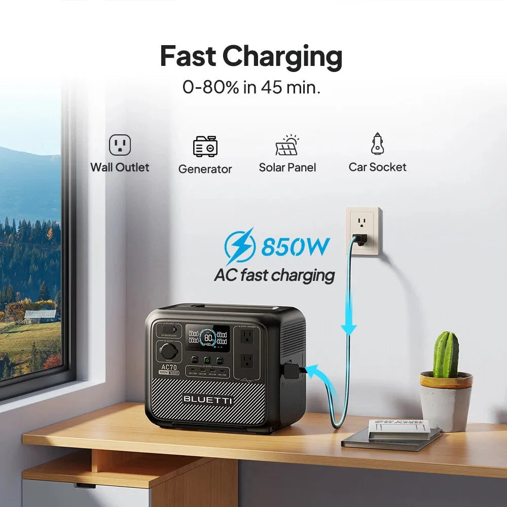 1000W 768Wh Portable Power Station Solar Generator for Off-Grid Living Outdoor Activities Power Bank