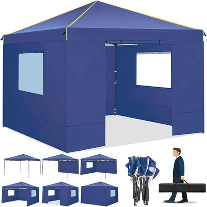 10x10FT Pop Up Canopy Tent with Sidewalls and Roll-up Ventilated Windows with Mosquito net, Outdoor Instant Gazebo