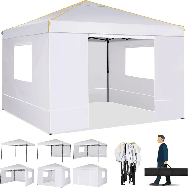 10x10FT Pop Up Canopy Tent with Sidewalls and Roll-up Ventilated Windows with Mosquito net, Outdoor Instant Gazebo