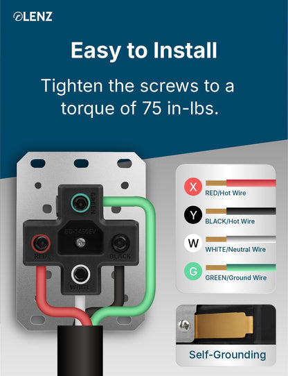 LENZ Heavy Duty NEMA 50 Amp 14-50R UL-Compliant Receptacle Outlet, Industrial Grade 250V, EV Charger Ready Heat Resistant Design for Electric Vehicles & RV Charging