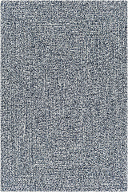 Blue Braided Faux Jute Outdoor Rug