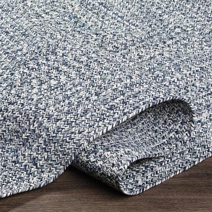 Blue Braided Faux Jute Outdoor Rug