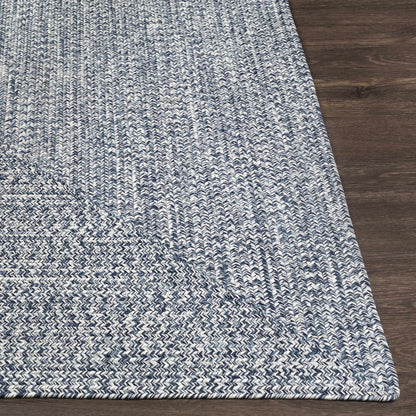 Blue Braided Faux Jute Outdoor Rug