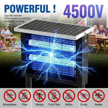 Solar Bug Zapper Outdoor 4500V Electric Mosquito Fly Trap Wireless Portable