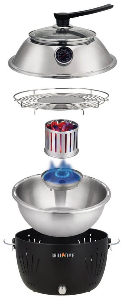 Grill Time Tailgater GTX Portable Charcoal Grill with Glass Hood Perfect for Camping Accessories