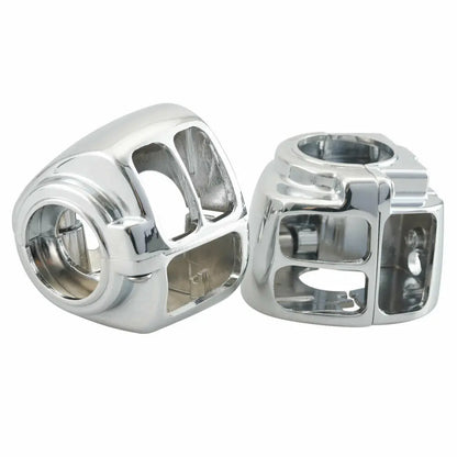 Motorcycle Handlebar Control Switch Housings Chrome Switch Caps Kit Parts For Harley