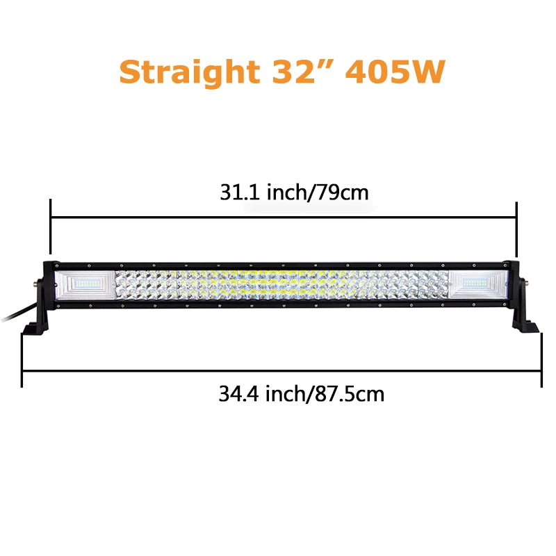 Curved/Straight 22 32 42 52inch 675W 540W Led Light Bar Driving Lights