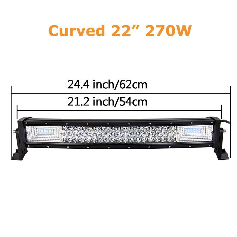 Curved/Straight 22 32 42 52inch 675W 540W Led Light Bar Driving Lights