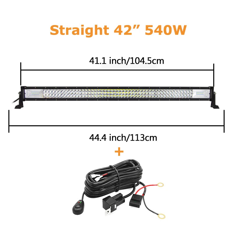 Curved/Straight 22 32 42 52inch 675W 540W Led Light Bar Driving Lights