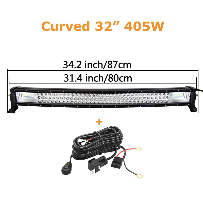 Curved/Straight 22 32 42 52inch 675W 540W Led Light Bar Driving Lights