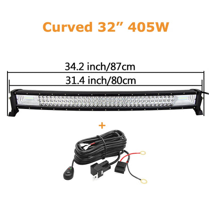 Curved/Straight 22 32 42 52inch 675W 540W Led Light Bar Driving Lights