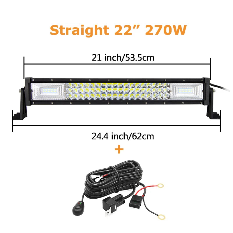 Curved/Straight 22 32 42 52inch 675W 540W Led Light Bar Driving Lights