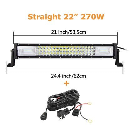 Curved/Straight 22 32 42 52inch 675W 540W Led Light Bar Driving Lights